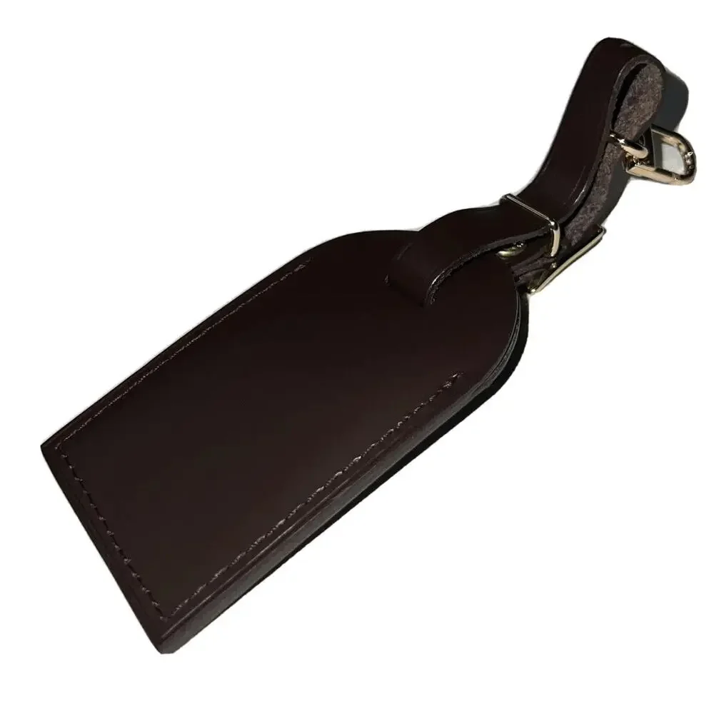 Louis Vuitton Name Tag w/ JUN Damier Ebene Leather Gold-tone France